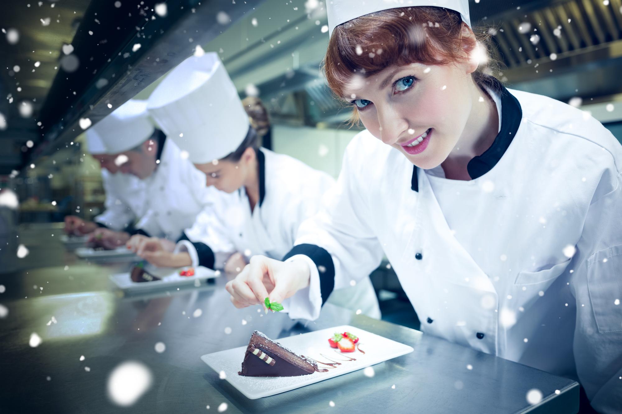 Chef explaining technique to students